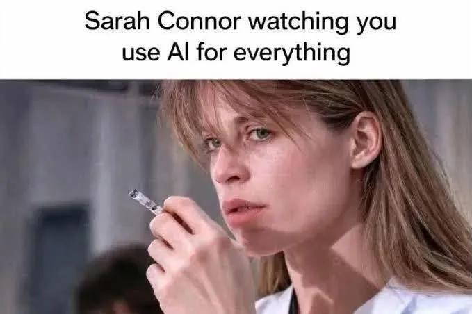 Meme - Sarah Connor watching you use AI for everything